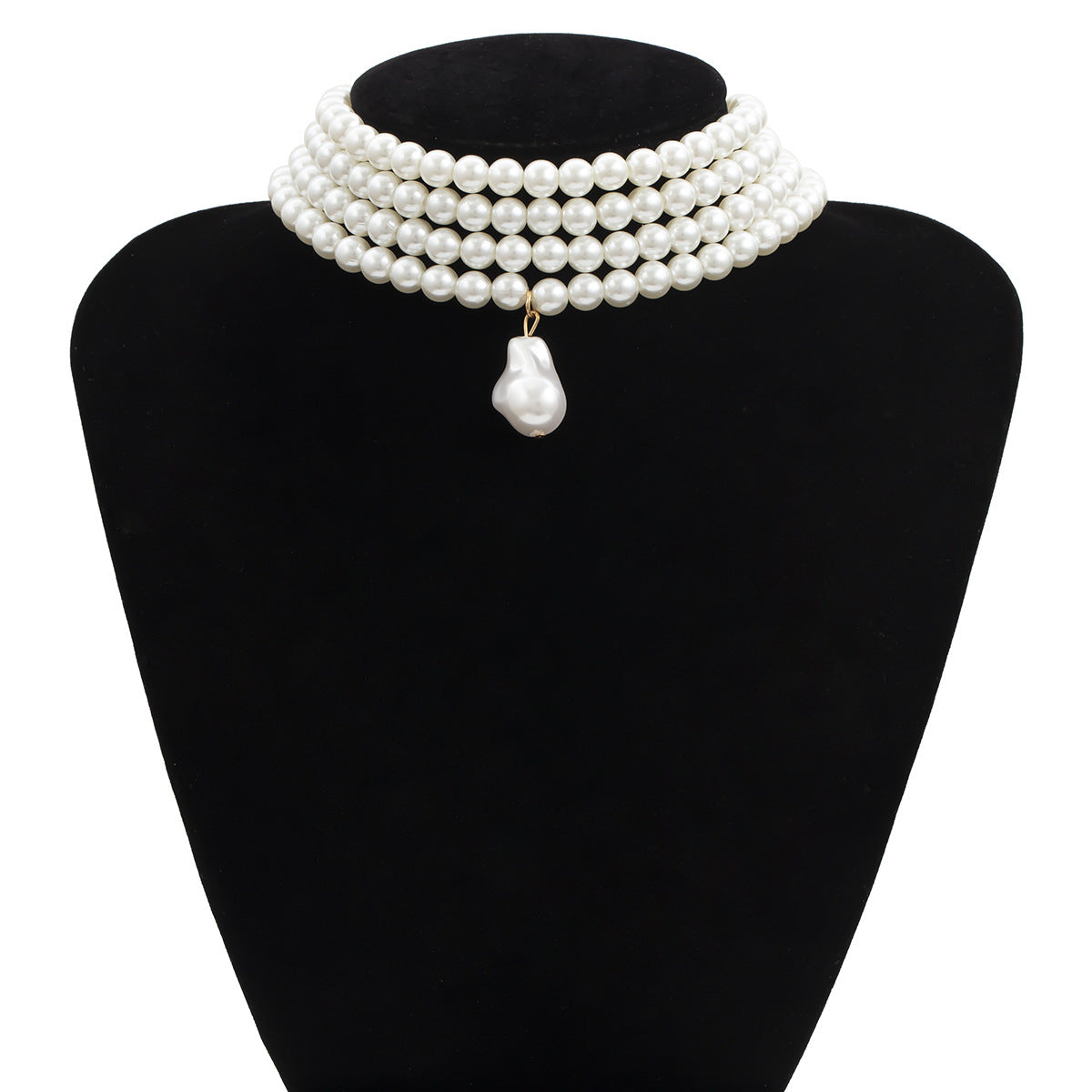 🔷 Necklace + Geometric Beaded Pendant Necklace – Multi-Layer