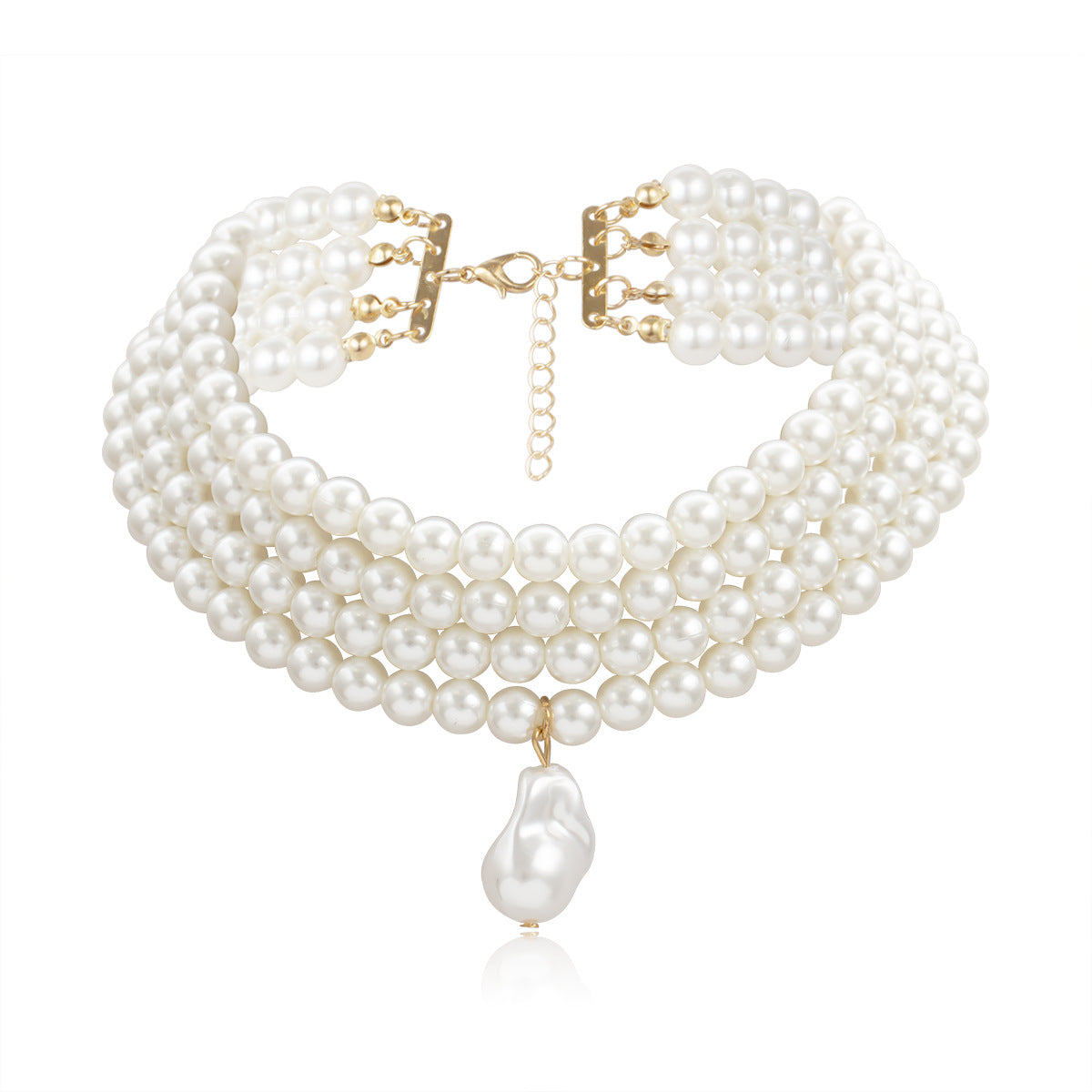 🔷 Necklace + Geometric Beaded Pendant Necklace – Multi-Layer