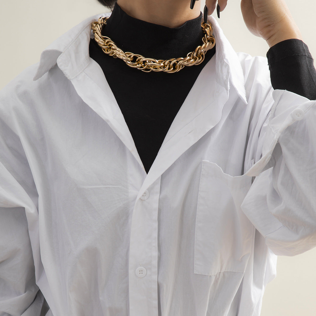 📿 Necklace + Braided Twist Chunky Geometric Chain Necklace