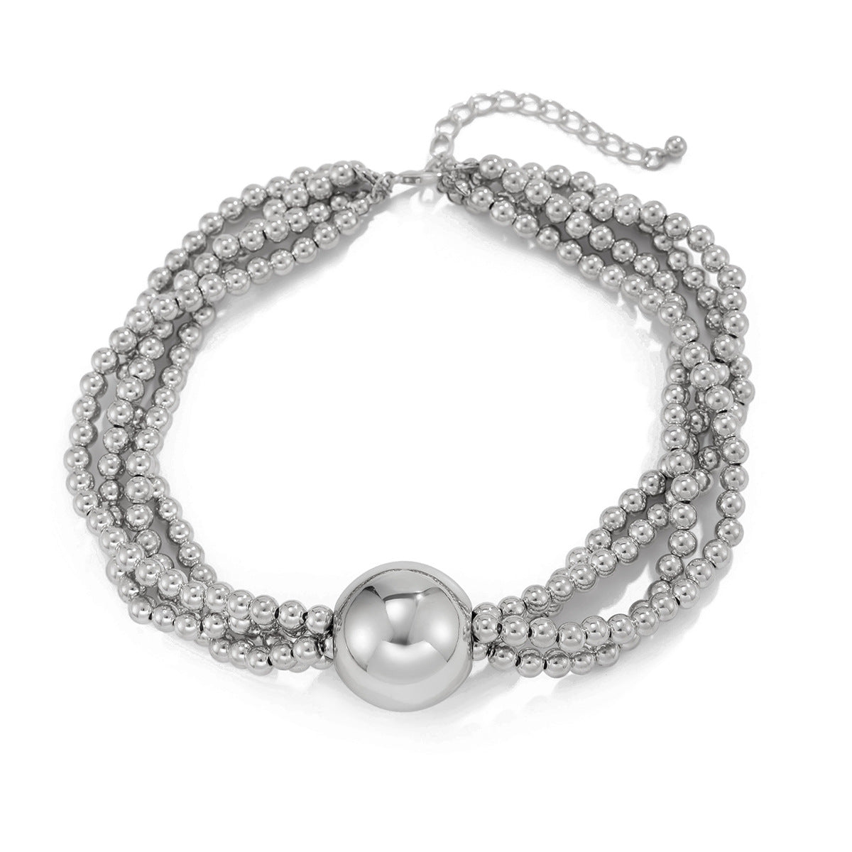 🔮 Necklace + Oversized Pearl Bead Pendant Necklace – Multi-Layer Street Vibe