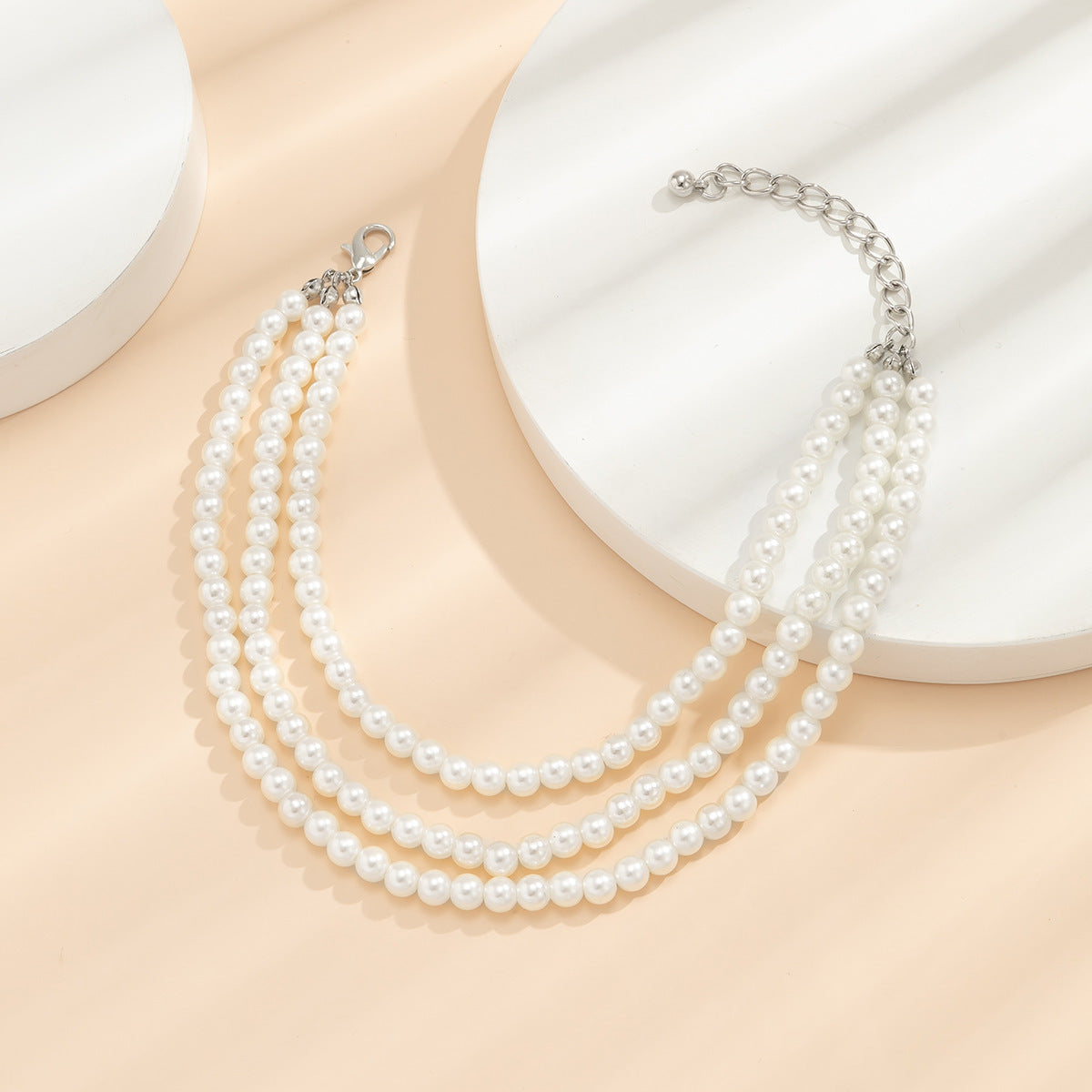 🧵 Anklet + Multi-Layer Beaded Pearl Anklet With Geometric Fringe