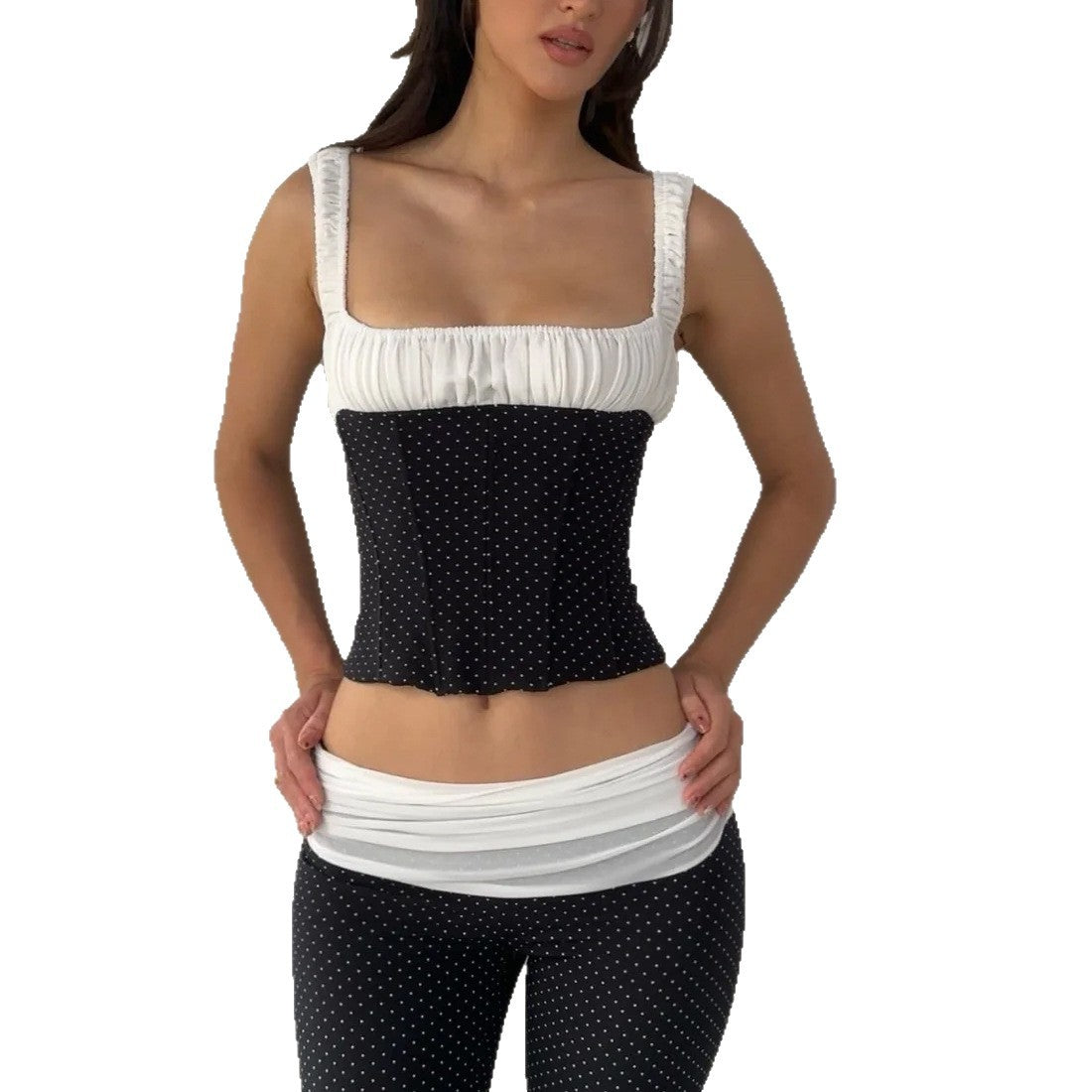 🎲 Spicy | Polka Dot Tank Top — Colorblock Hourglass Shaper
