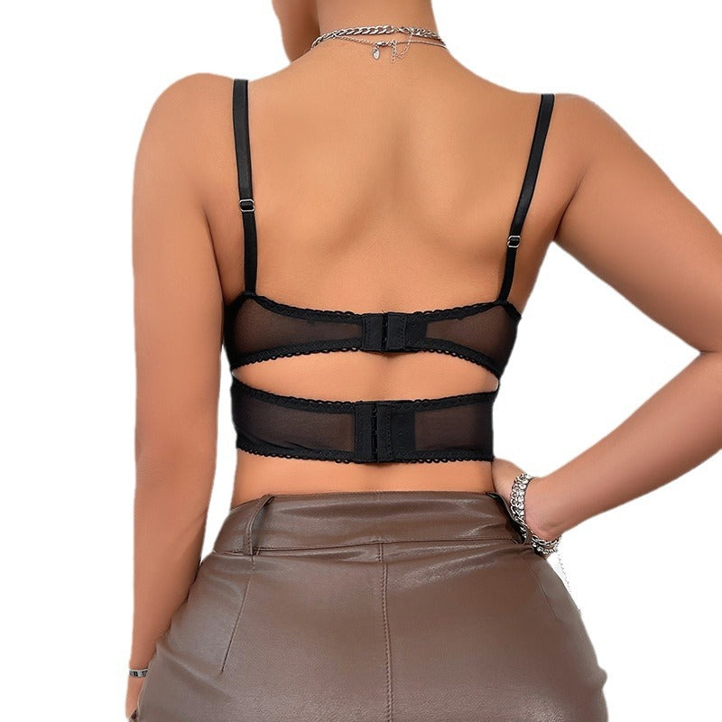 🌙 Spicy | Eyelash Lace Hollow Cami — Pure Desire Boned Vest