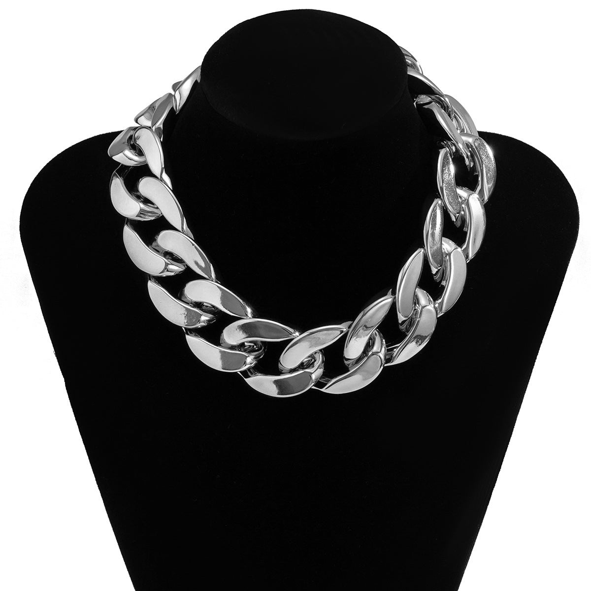 🎨 Necklace + Street Style Colorblock Chain Necklace – Geometric Bold Design