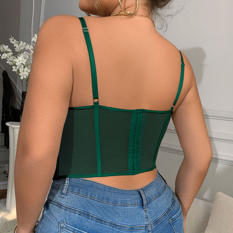 💎 Sculpt+ | Embroidered Lace Plus Size Bustier Crop Top