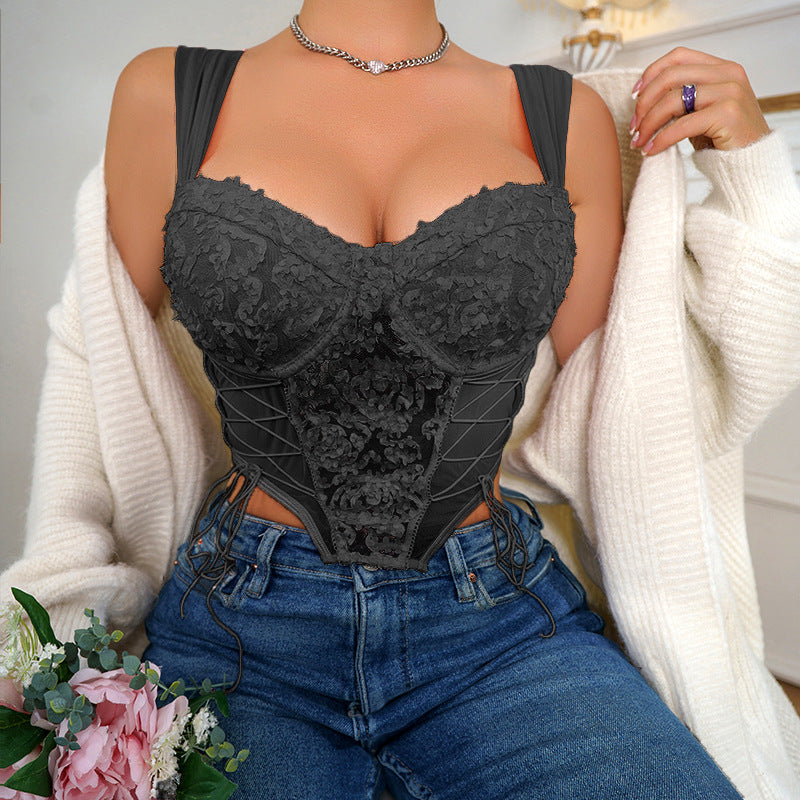 🌹Spicy | Mesh Floral Bustier — Sweet Pure Soft Boned Shape