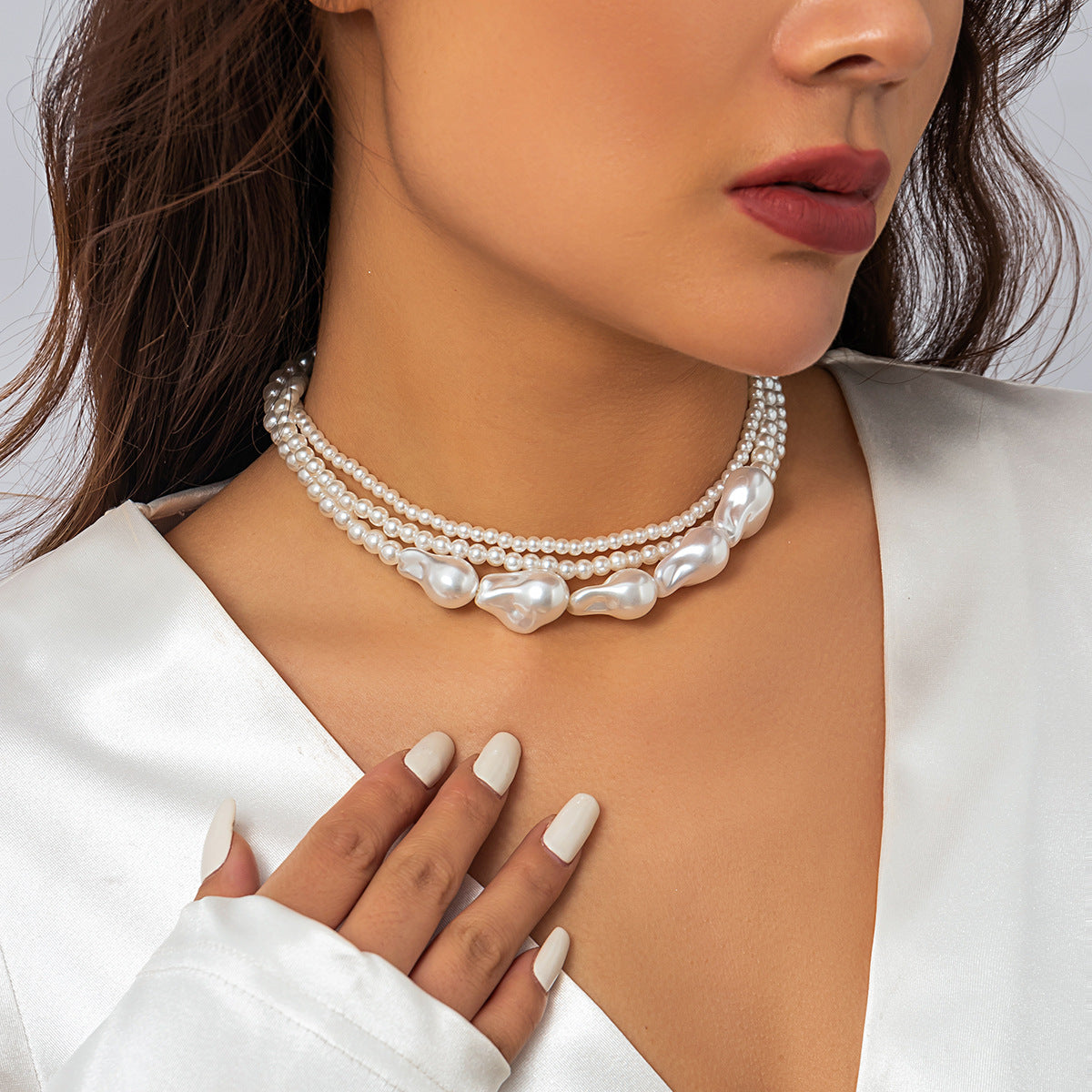 💫 Necklace + Woven Pearl Baroque Layered Necklace – Retro Glam