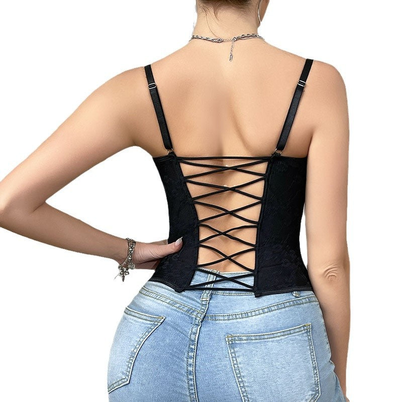 🖤 Spicy|Lace Backless Hook Bustier