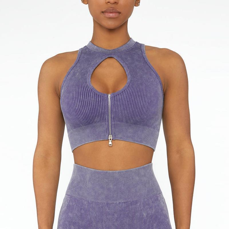 ⚡ Sports | Zip-Front Ribbed Cutout