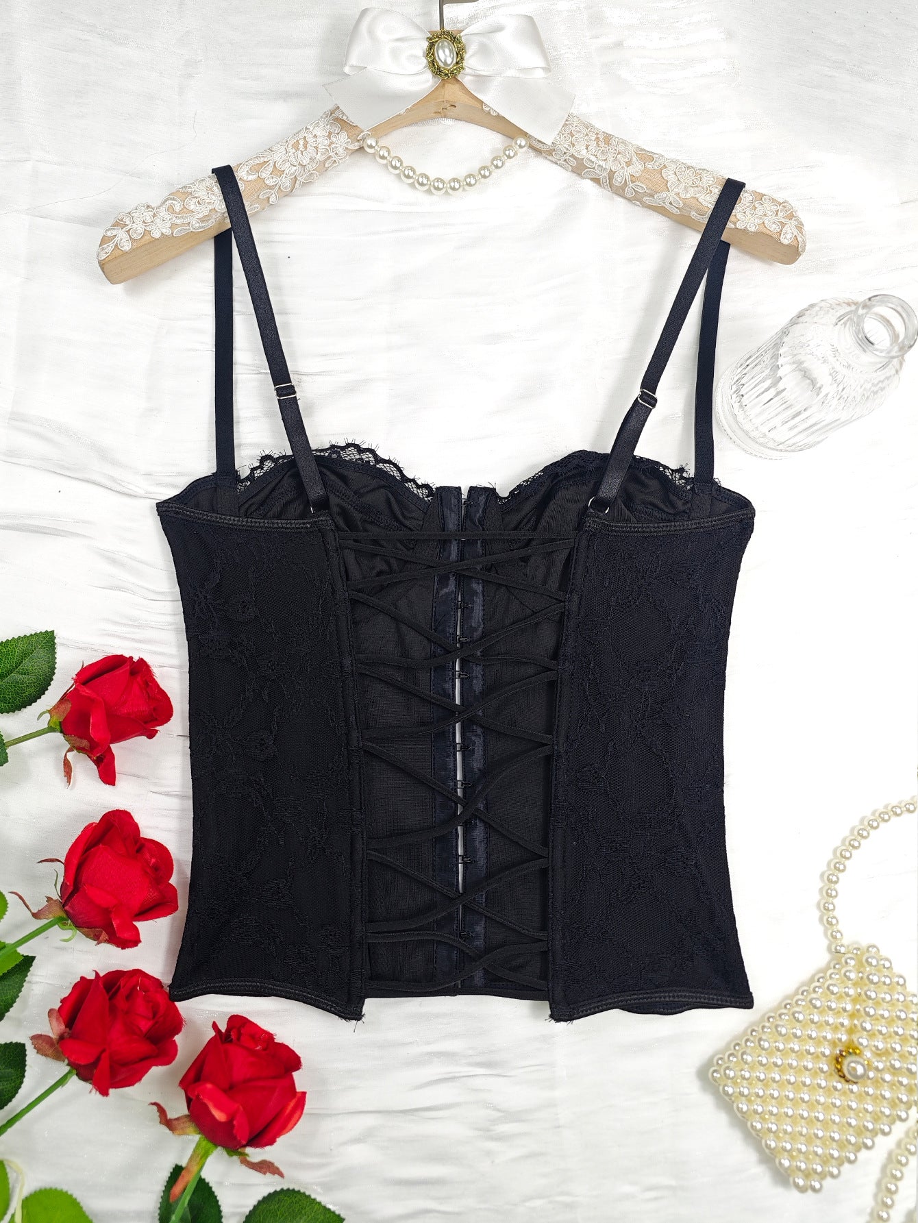 🕊️ Spicy | Lace Buckle-Front Backless Bustier