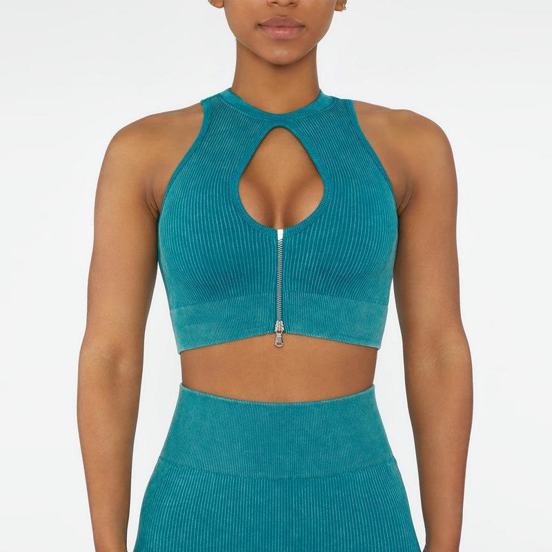 ⚡ Sports | Zip-Front Ribbed Cutout