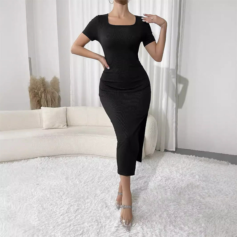🖤 Spicy|Side Slit Bodycon Off-Shoulder Maxi Dress