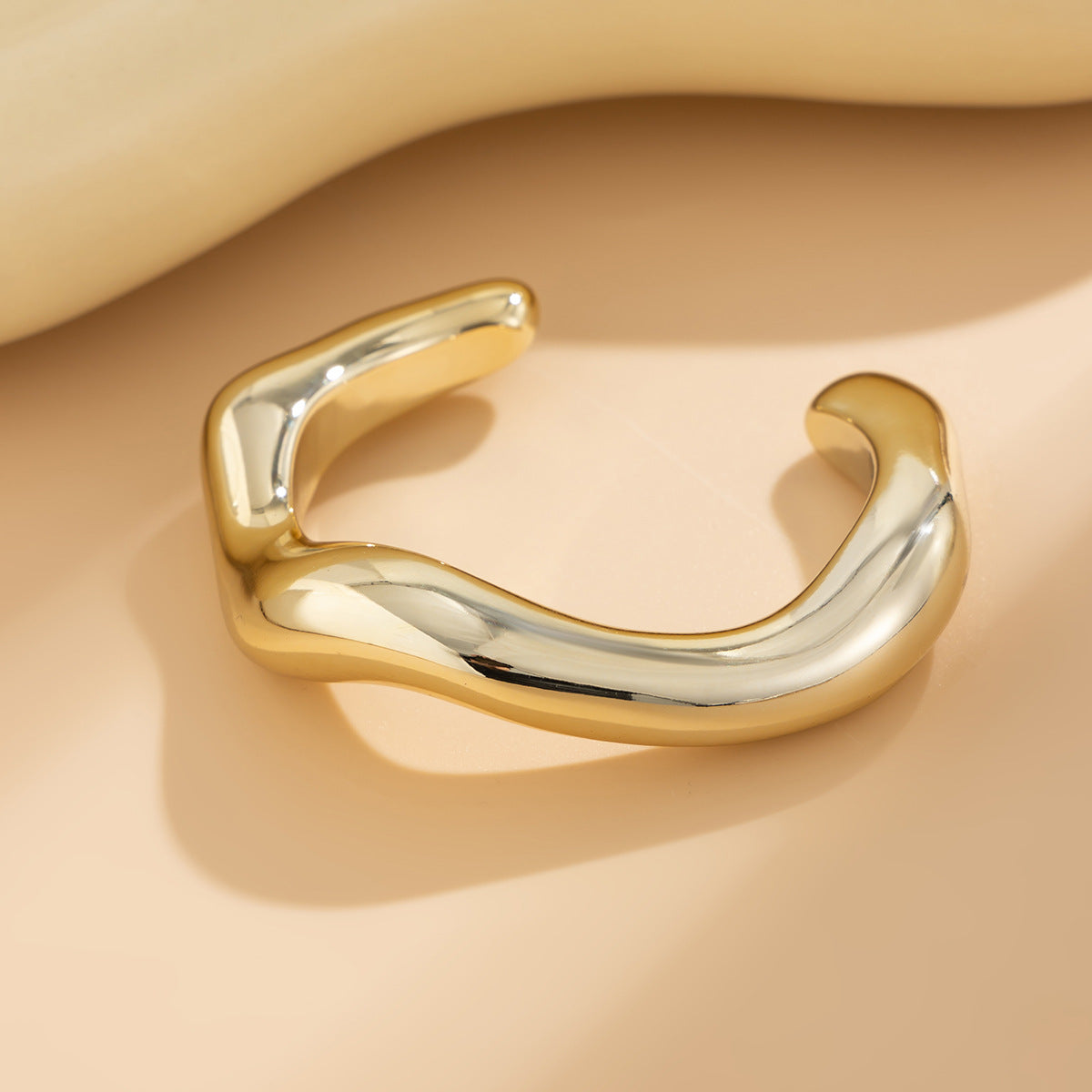 ✨ Bracelet Set + Irregular Glossy Metal CCB Bangles – Light Luxury Texture