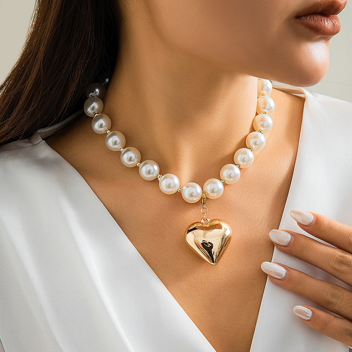 🟤 Choker + Bold Round Bead Punk Collar – Geometric Statement Piece