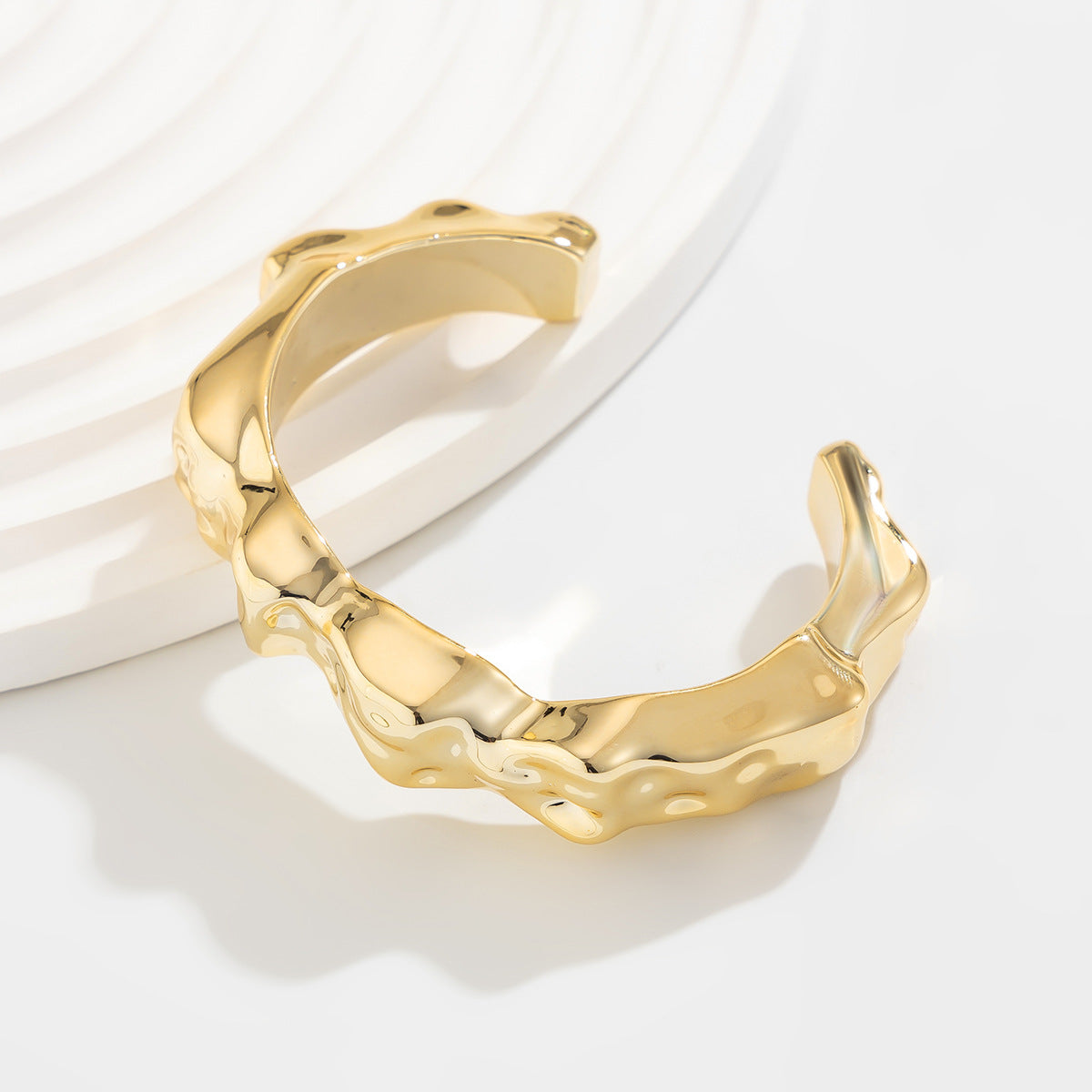 ✨ Bracelet Set + Irregular Glossy Metal CCB Bangles – Light Luxury Texture