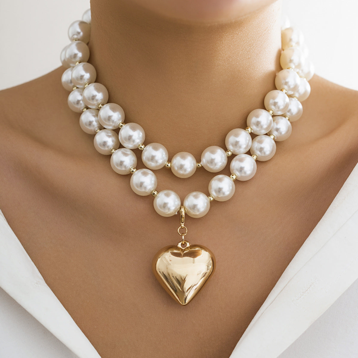 🟤 Choker + Bold Round Bead Punk Collar – Geometric Statement Piece