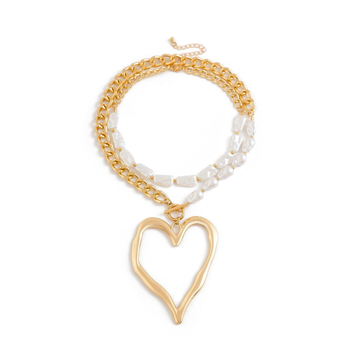 💖 Necklace + Oversized Beaded Heart Necklace – Sweetpunk Baroque Style
