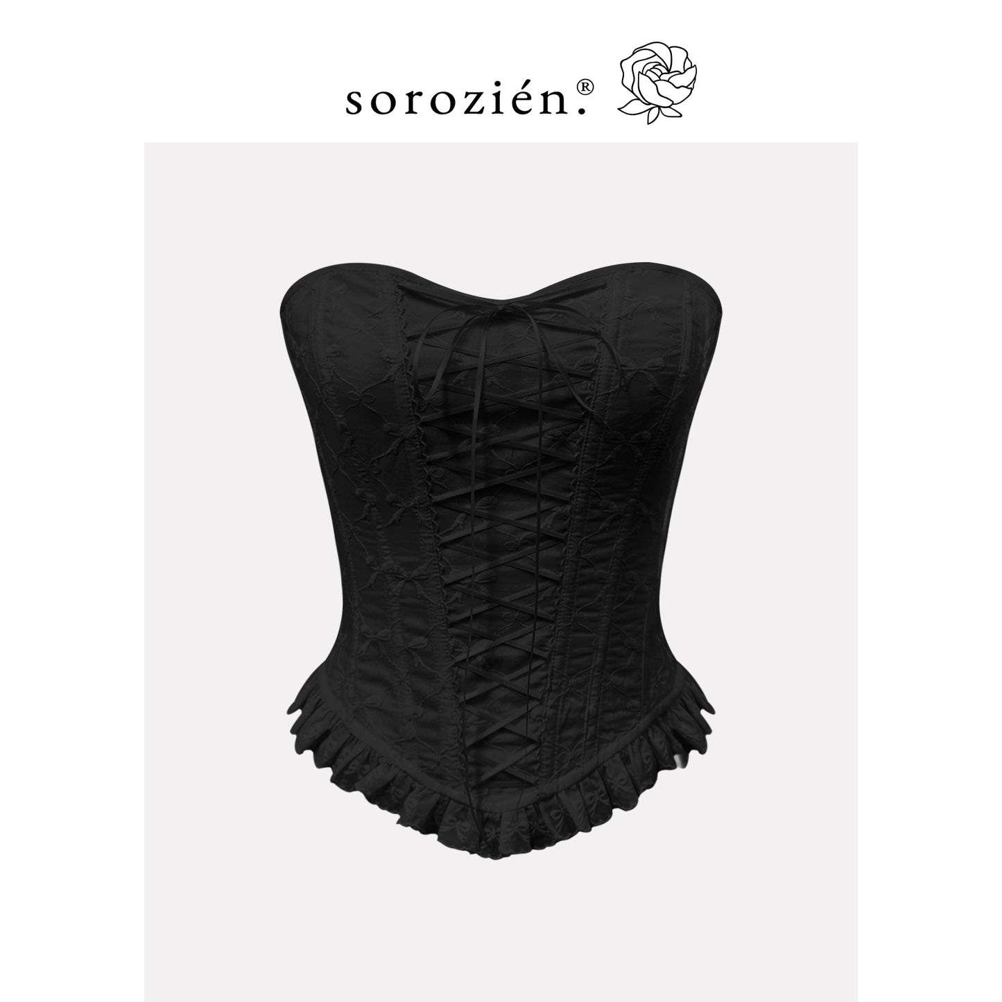 🌺 Spicy|Lace Boned Corset Top & Irregular Ruffle Skirt Set