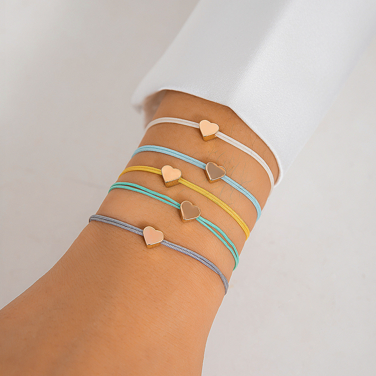 💝 Bracelet Set + Adjustable Colorful Heart Cord Bracelets – Sweet Multi-Pack