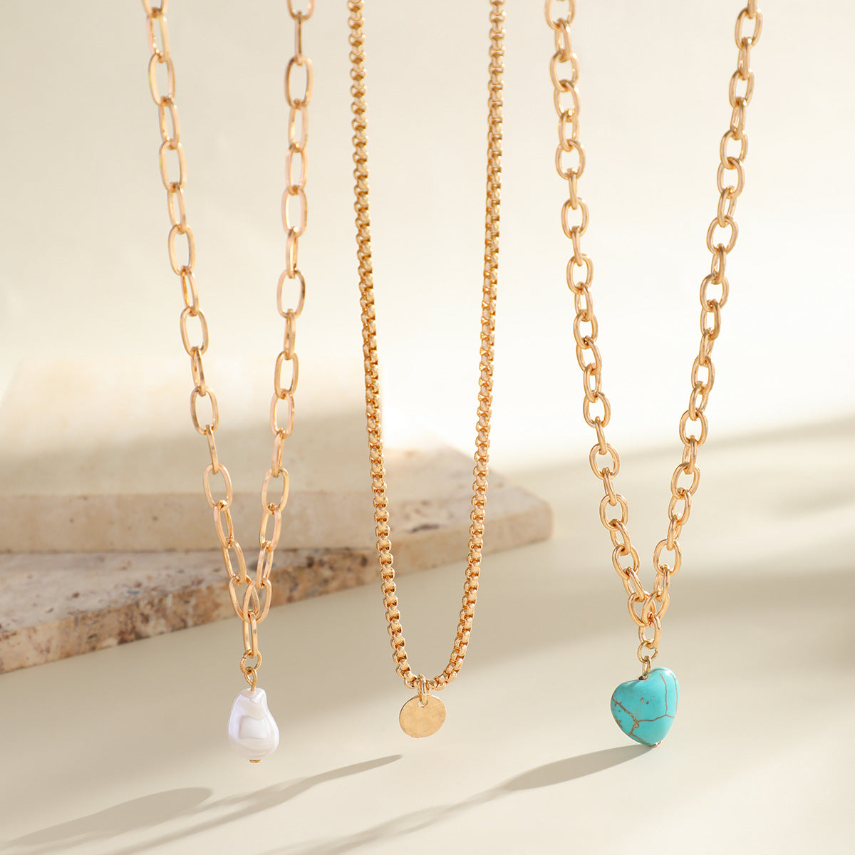💖 Necklace + Baroque Pearl Necklace With Turquoise Heart