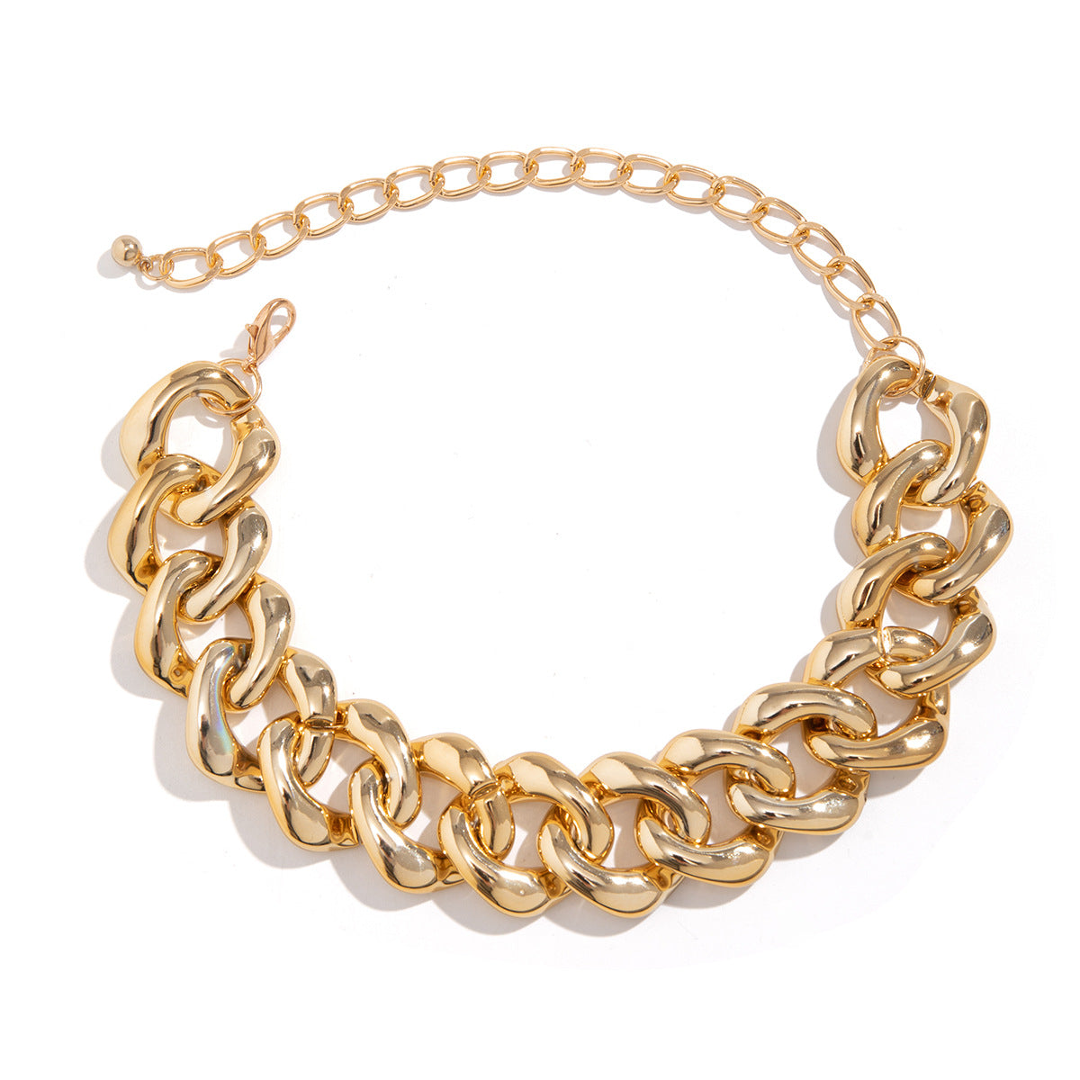 🧩 Necklace + Chunky Punk Chain Collar – Geometric Clasp Detail