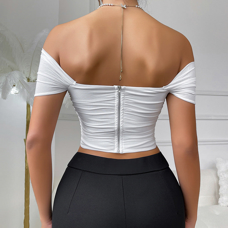 💘 Spicy | Off-Shoulder Waist-Cinching Cropped Bustier Top