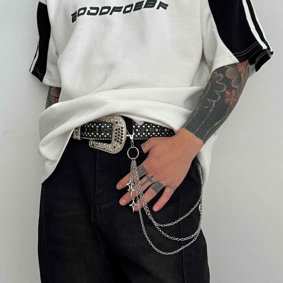 ✝️ Waist Chain + Cross Pendant Multi-Layer Chain Belt – Punk Street Style