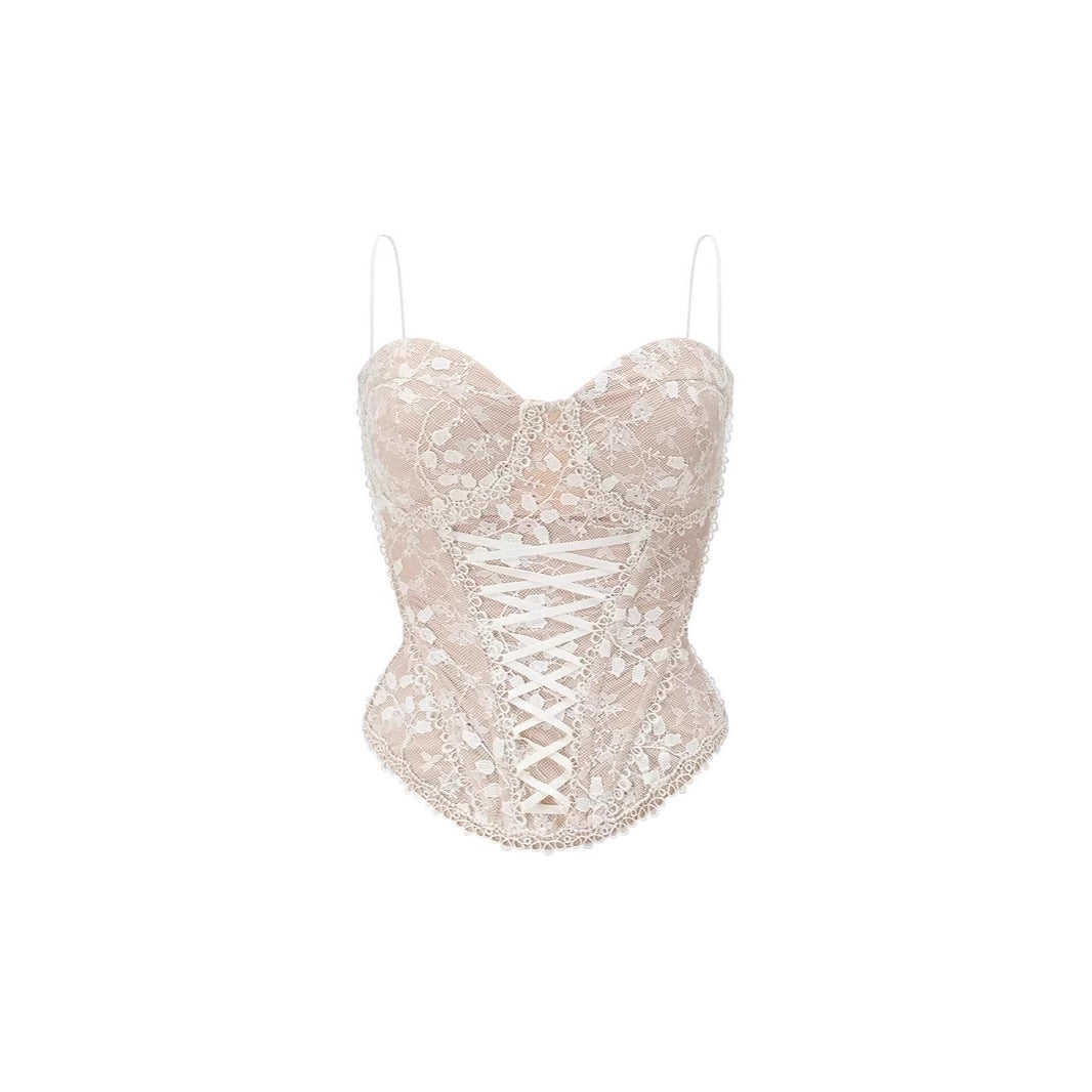 🌙 Spicy|Romantic Lace Mesh Boned Corset Top
