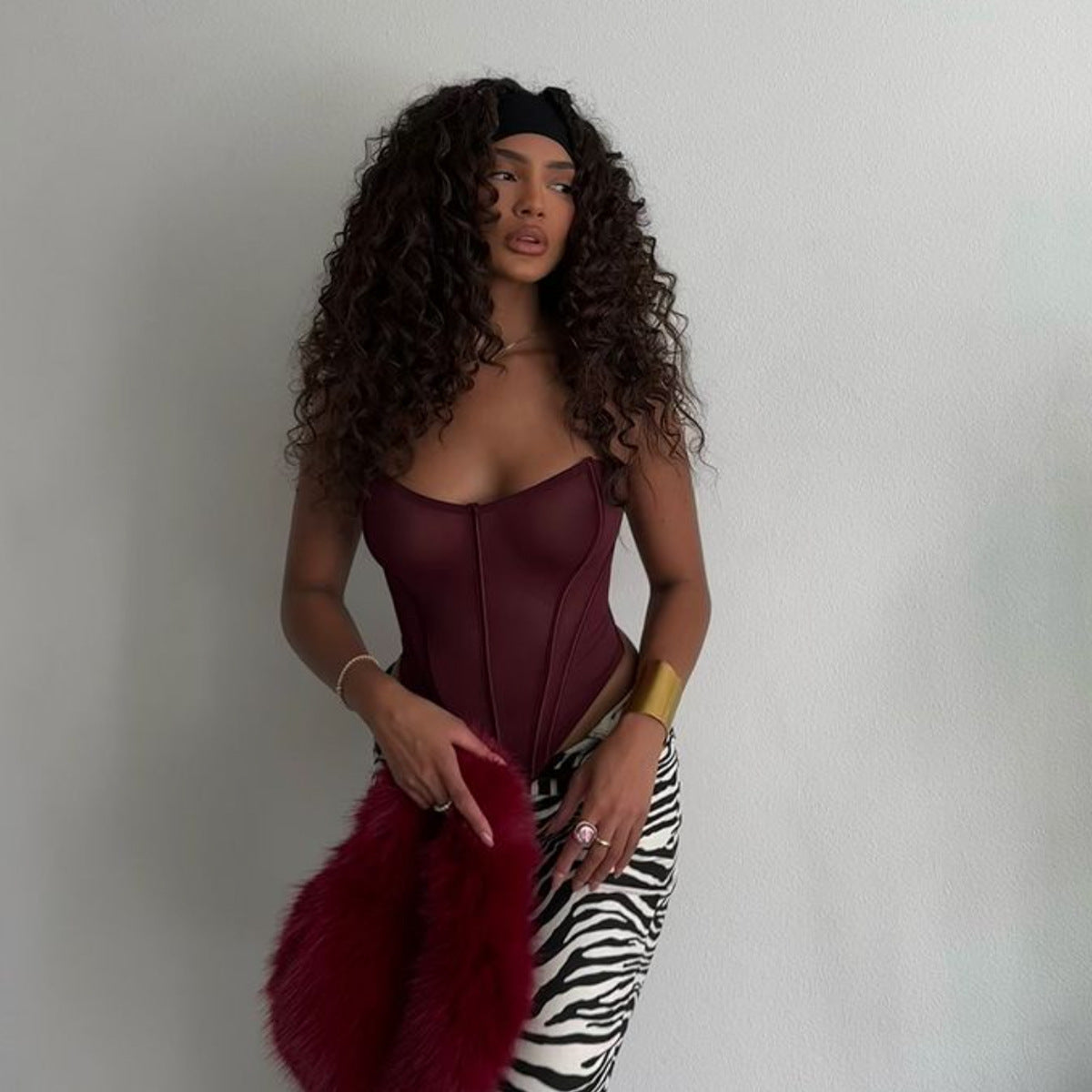 💋 Spicy|Mesh Panel Lace Boned Strapless Crop Top