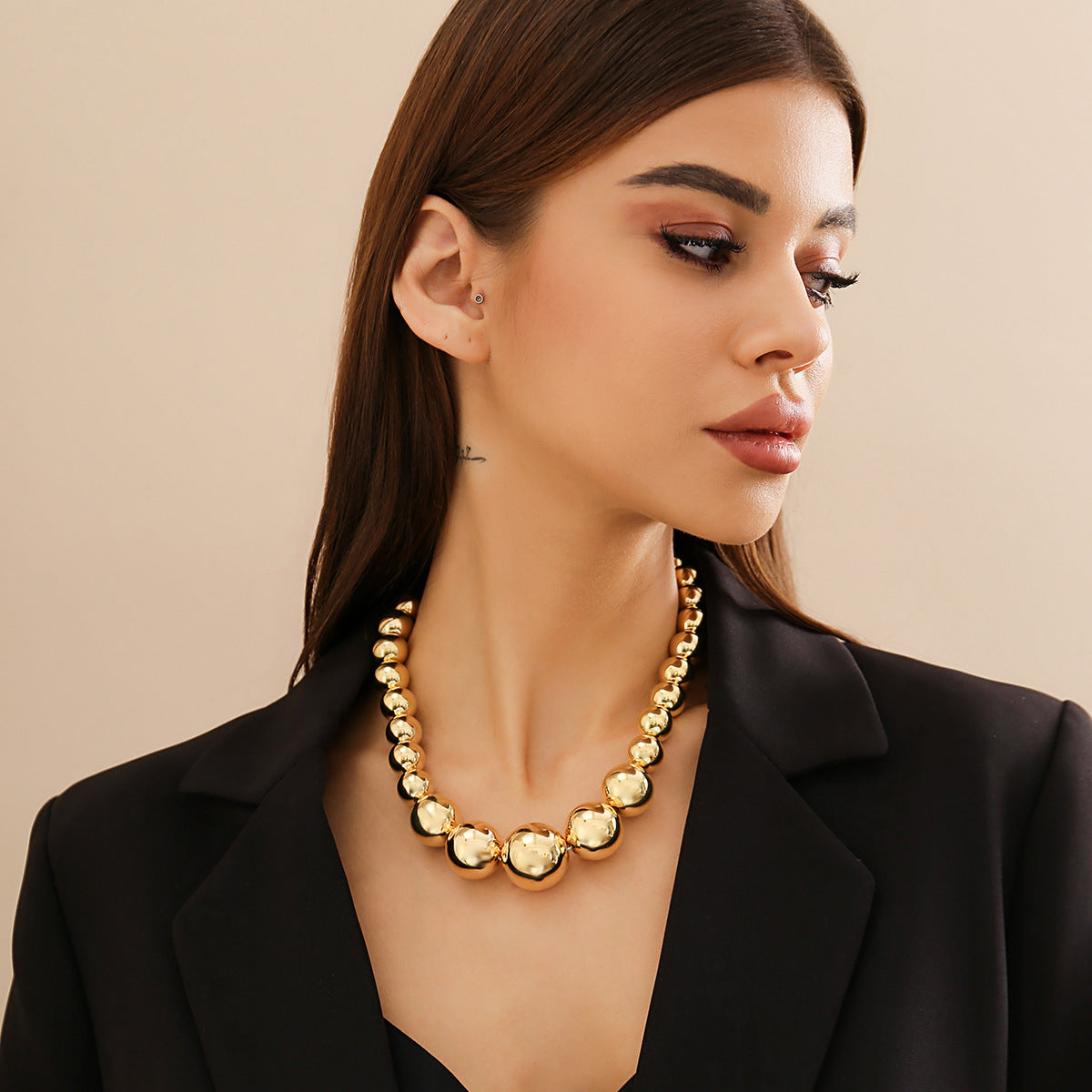 💥 Necklace + Punk Geometric Beaded Choker – Bold Statement