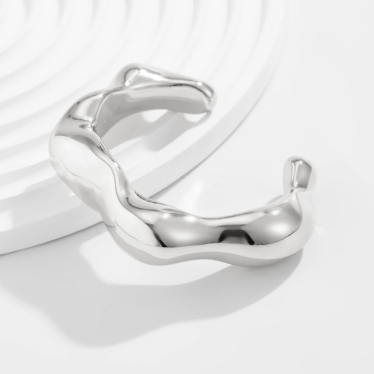 ✨ Bracelet Set + Irregular Glossy Metal CCB Bangles – Light Luxury Texture