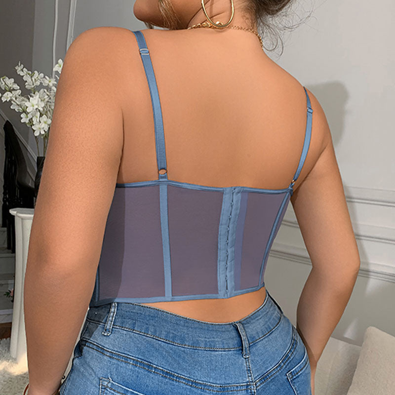 💎 Sculpt+ | Embroidered Lace Plus Size Bustier Crop Top