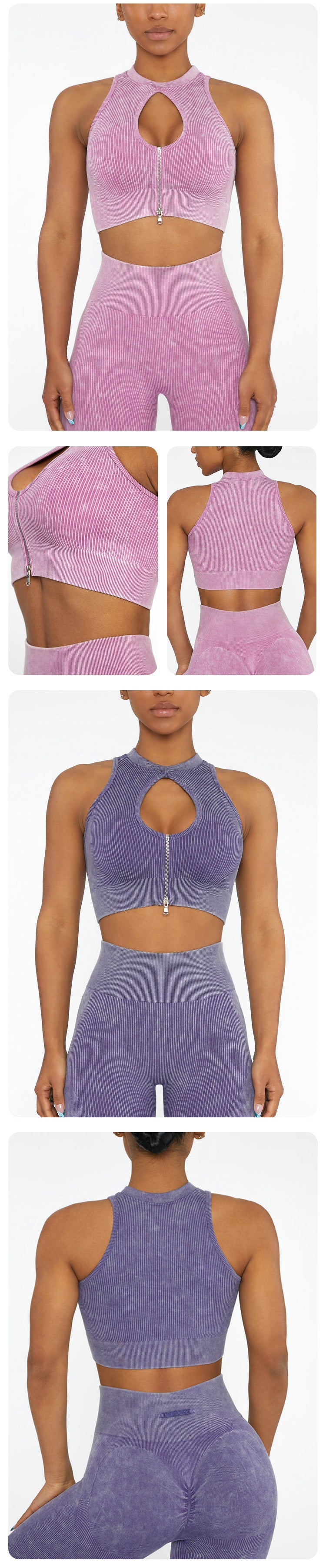 ⚡ Sports | Zip-Front Ribbed Cutout