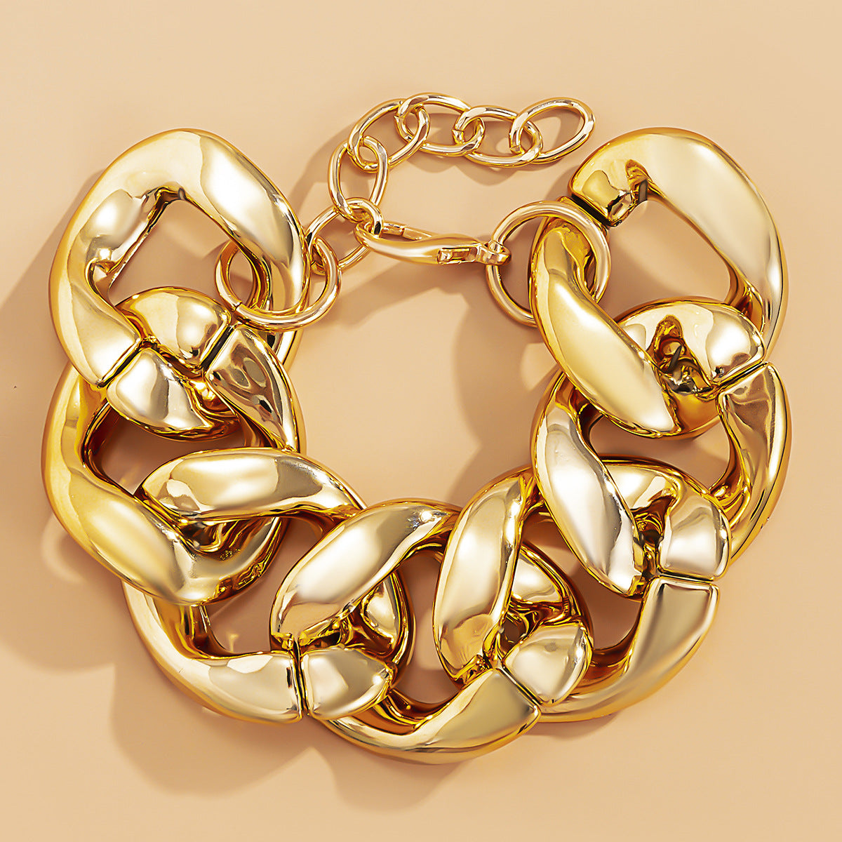 🔩 Bracelet + Chunky Punk Twist Chain Bracelet – Geometric Bold Design
