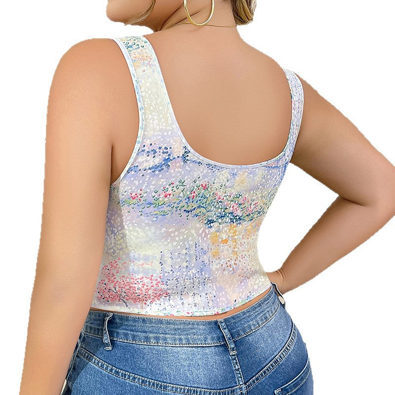 🌈 Sculpt+|Gradient Print Boned Cami