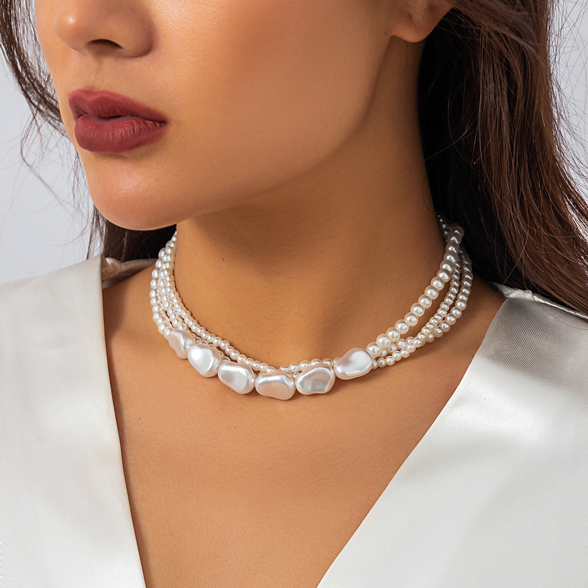 💫 Necklace + Woven Pearl Baroque Layered Necklace – Retro Glam