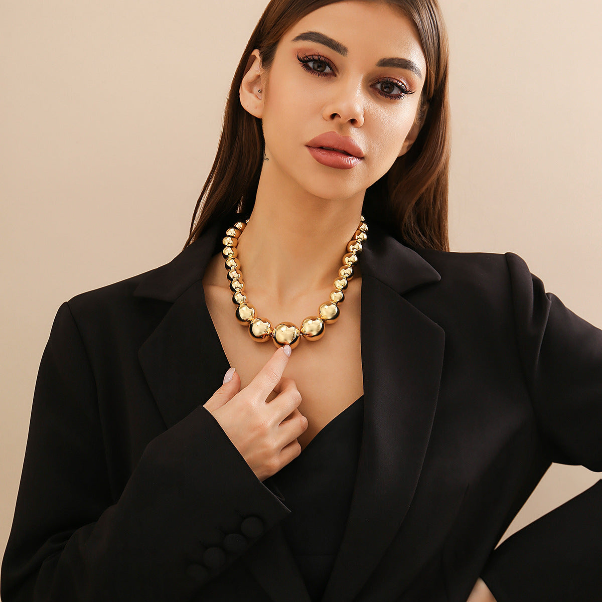💥 Necklace + Punk Geometric Beaded Choker – Bold Statement