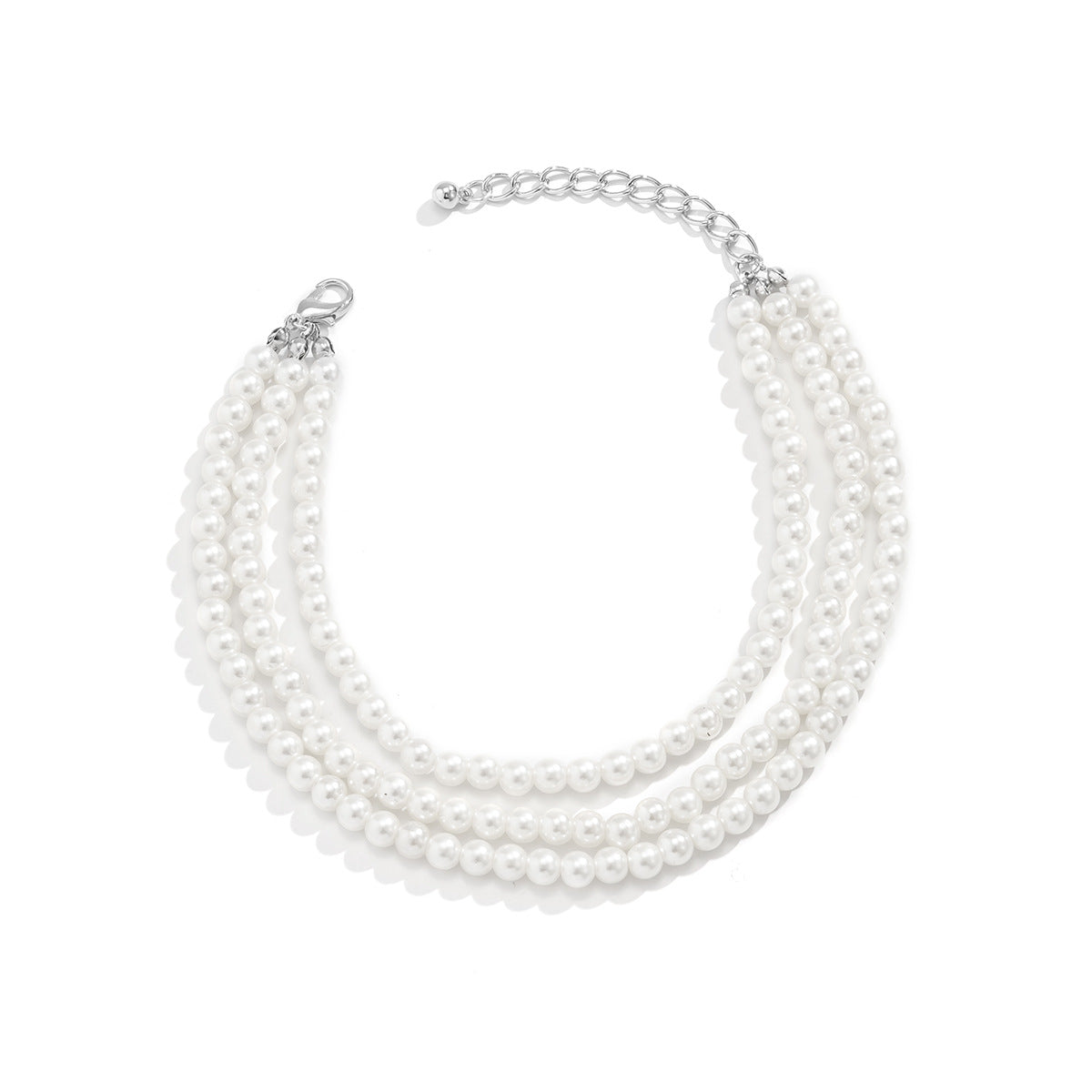 🧵 Anklet + Multi-Layer Beaded Pearl Anklet With Geometric Fringe