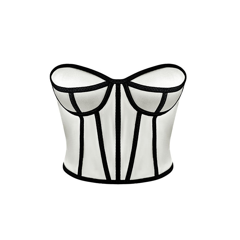 🔒 Spicy|Padded Steel Boned Zip-Up Tube Top