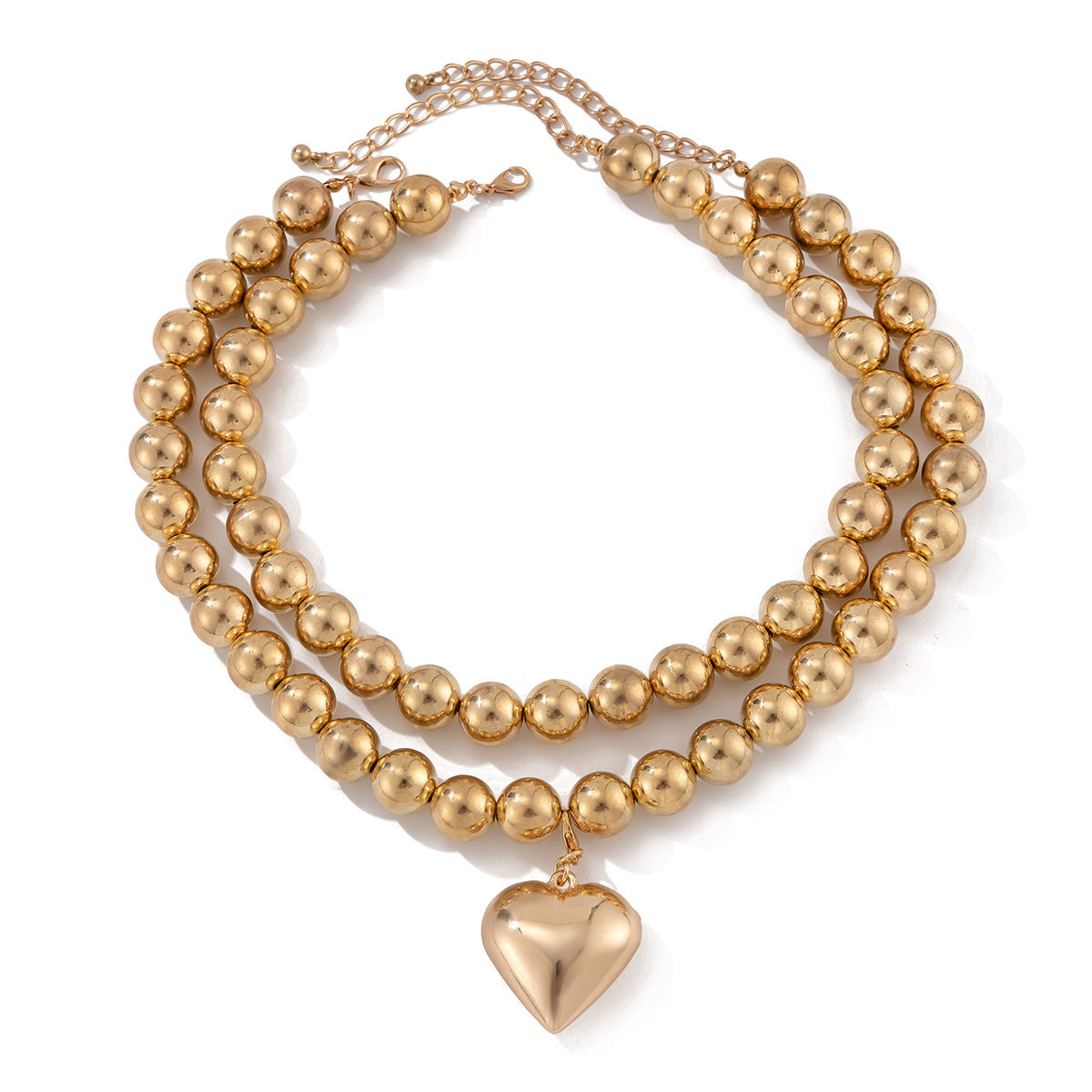 💝 Necklace + Heart Pearl Pendant With Beaded Layered Chain