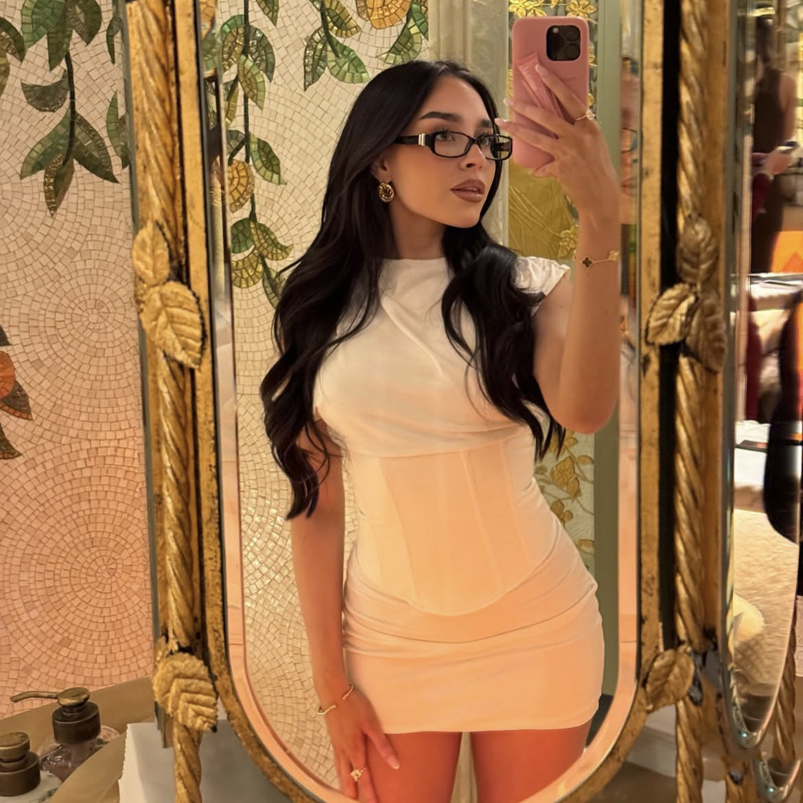 💋 Sculpt+|Boned Waist-Cinching Bodycon Mini Dress