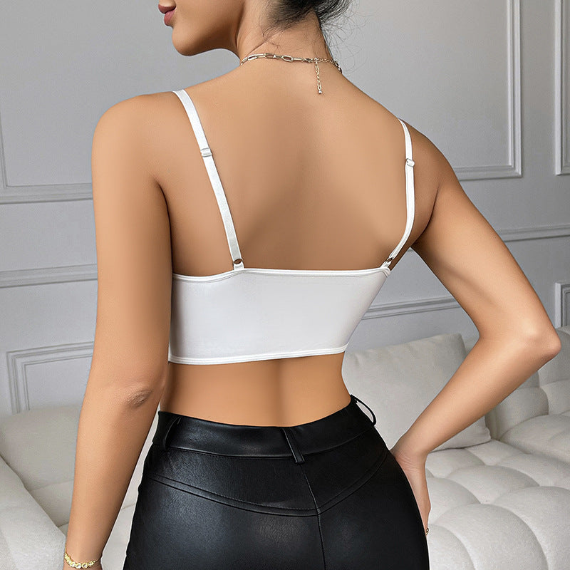 🌙 Spicy|Lace Trim Backless Micro Cami Top