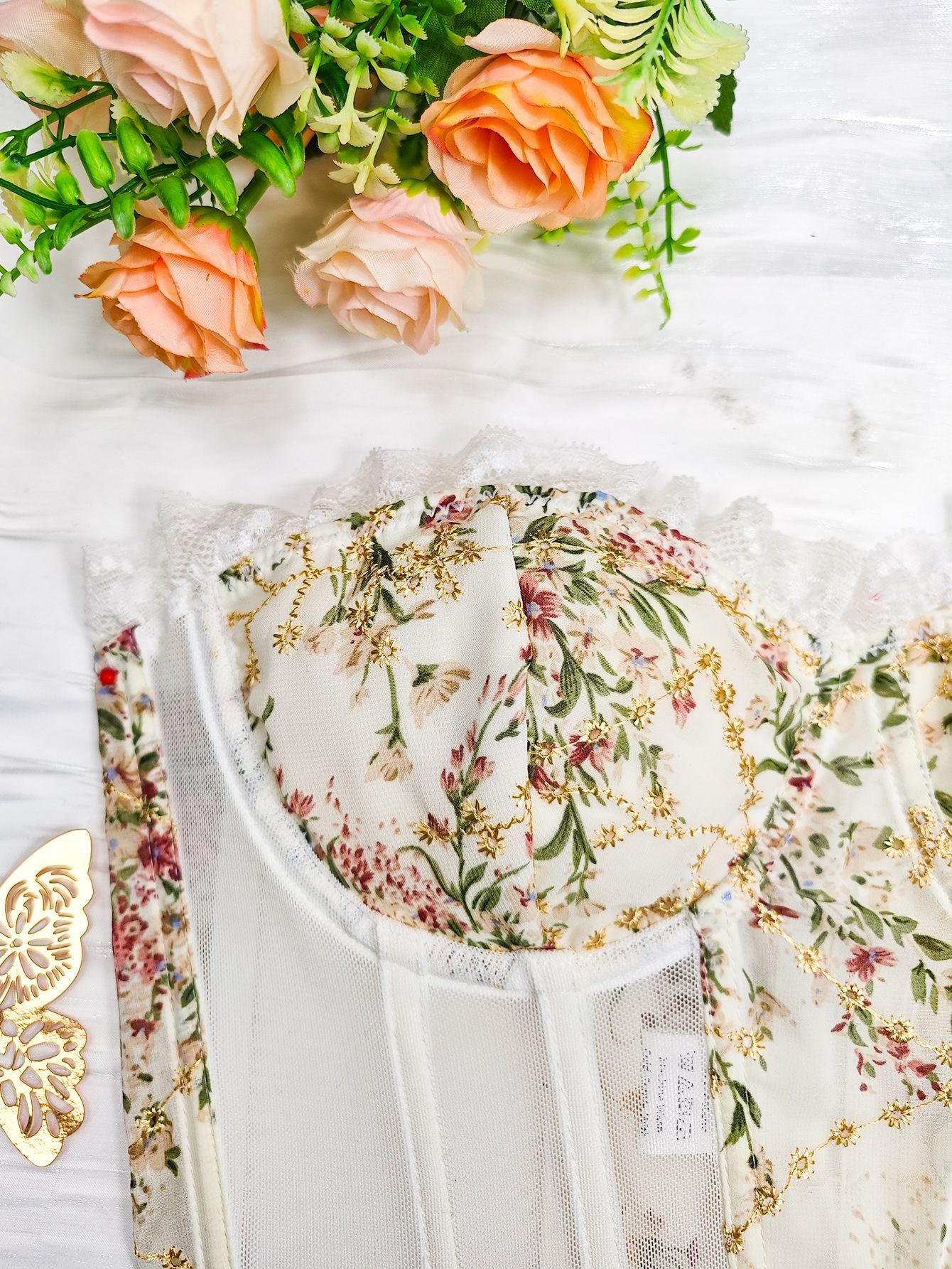 🧁 Spicy | Sweetheart Lace Embroidered Bustier