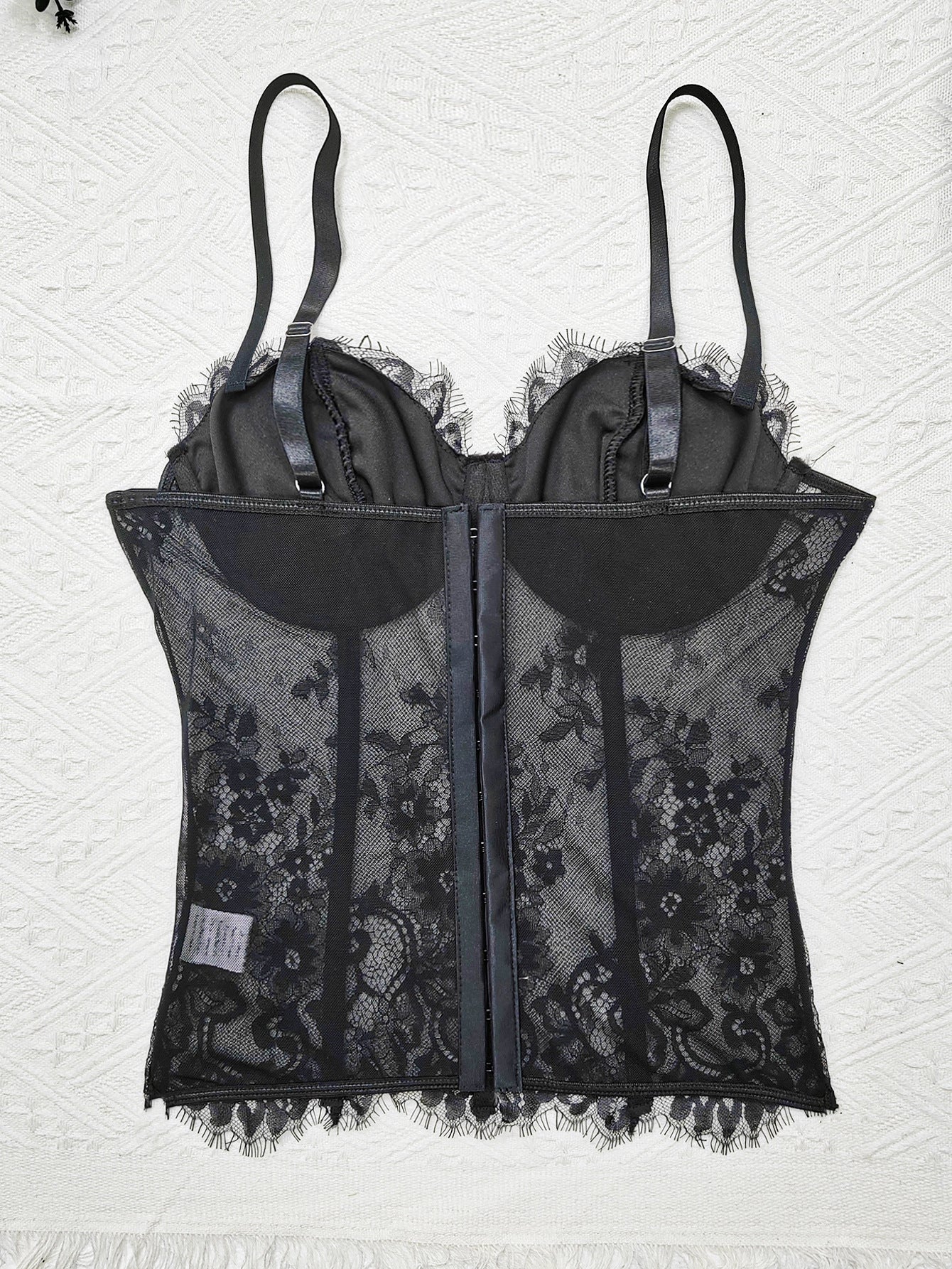 🕸️ Spicy | Sheer Lace Boned Front-Clasp Cami