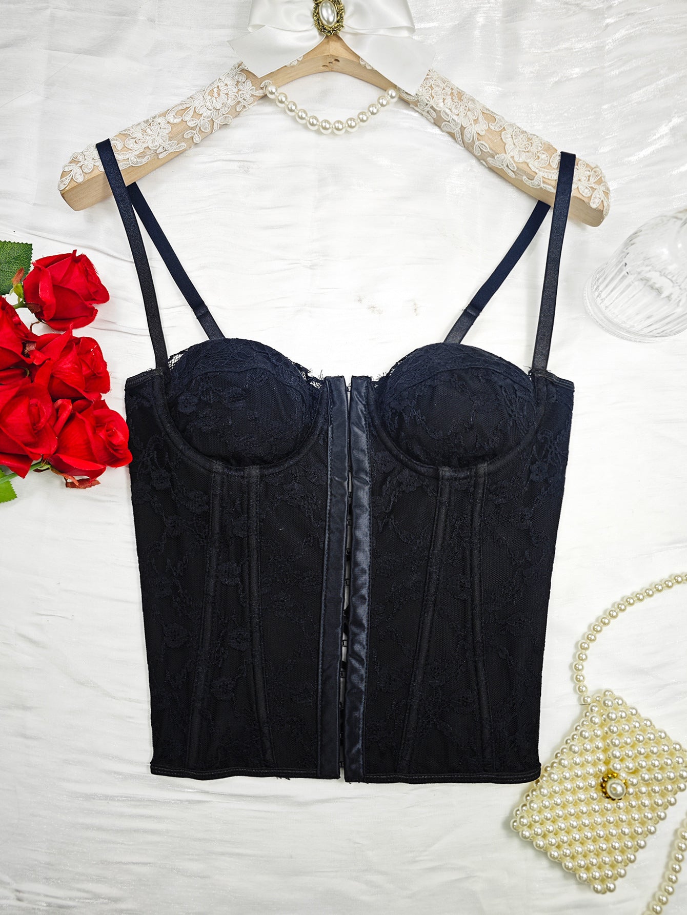 🕊️ Spicy | Lace Buckle-Front Backless Bustier
