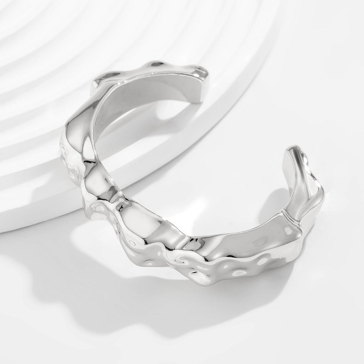 ✨ Bracelet Set + Irregular Glossy Metal CCB Bangles – Light Luxury Texture