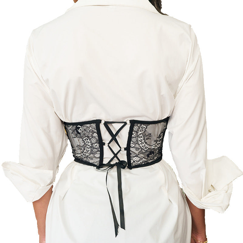 🧵 Spicy | Lace Pearl Strap Corset — Waist Cinch Innerwear Chic