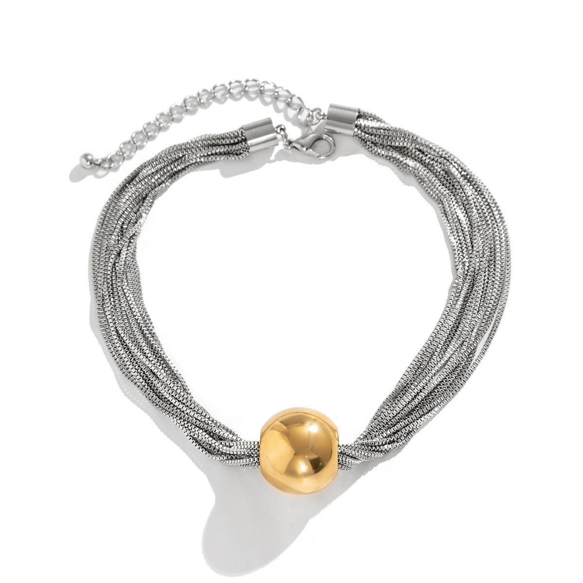 🧩 Choker + Multi-Layer Punk Chain Necklace – Geometric Round Beads