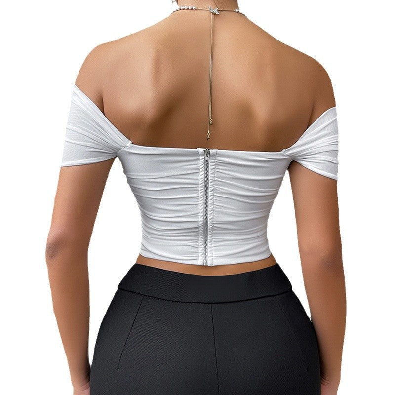 💘 Spicy | Off-Shoulder Waist-Cinching Cropped Bustier Top