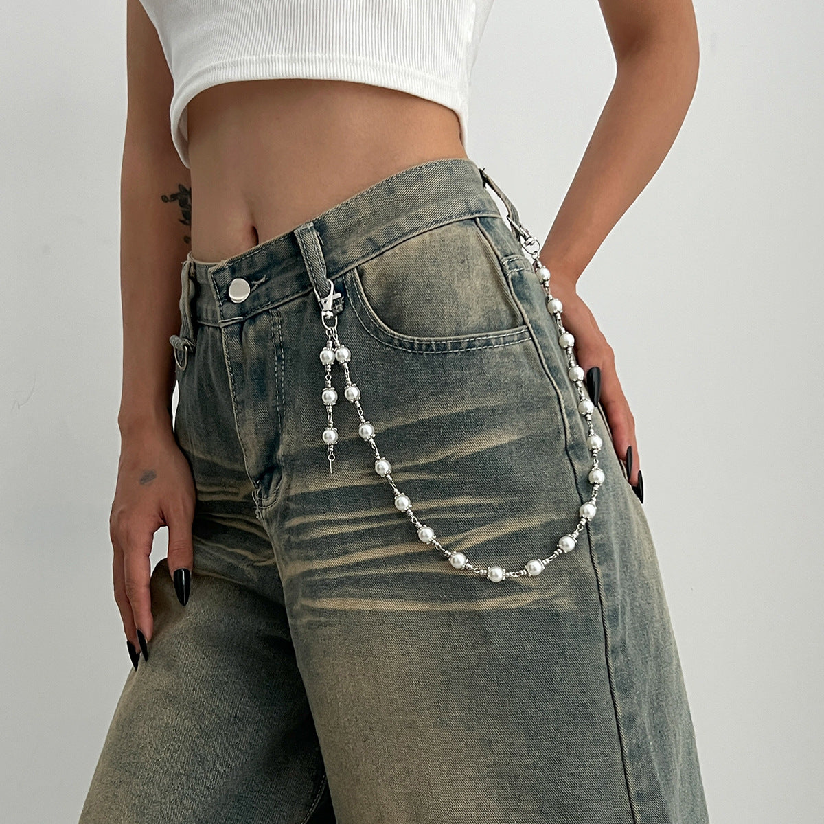 ✝️ Waist Chain + Cross Pendant Multi-Layer Chain Belt – Punk Street Style